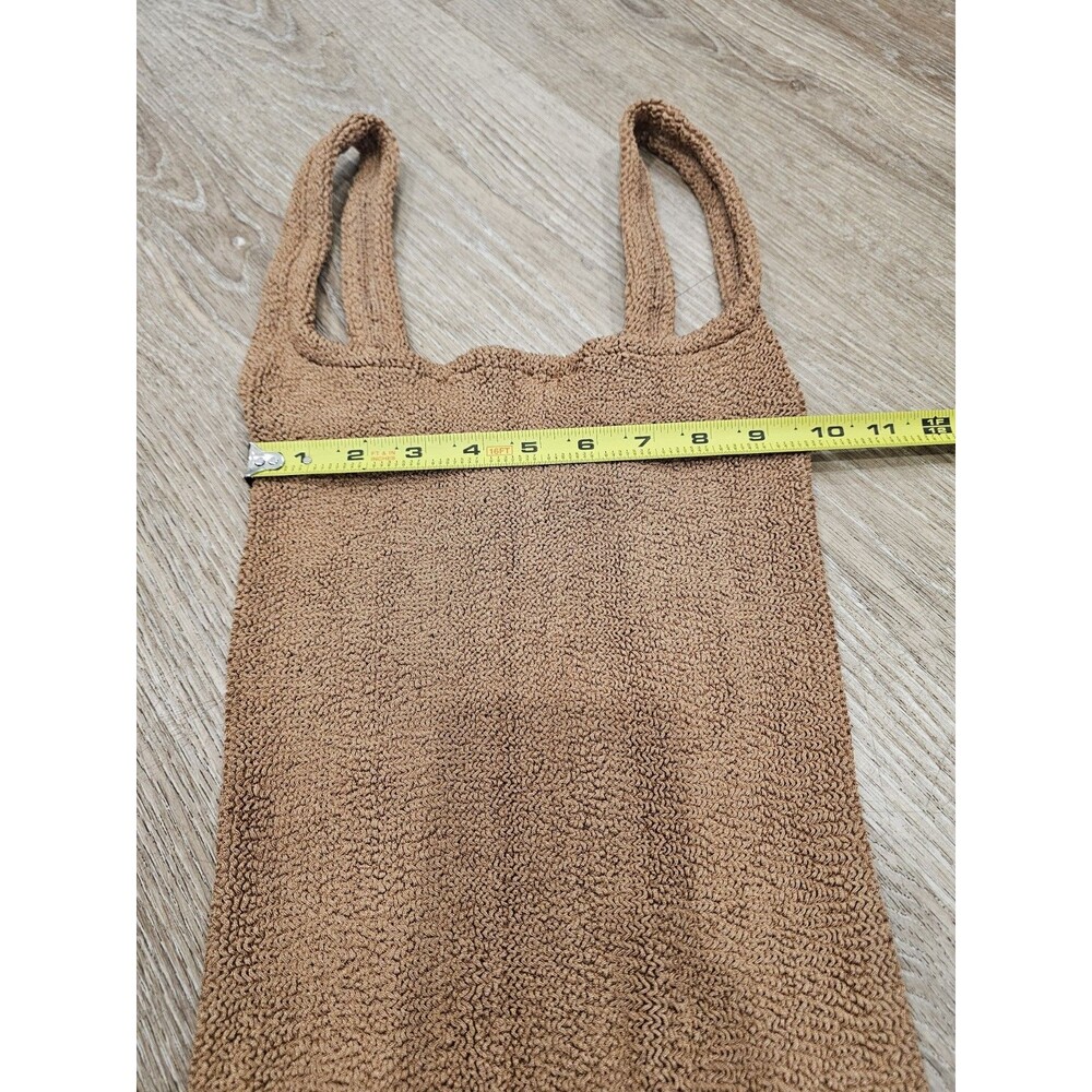 Hunza G Women’s Tank Square-Neck Mini Dress Brown (Cocoa) One Size - Picture 7 of 8